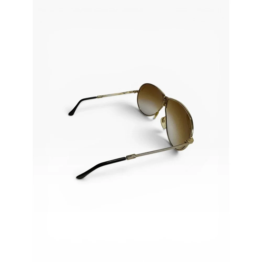 Ferrari Folding Aviator Sunglasses Mens Gold Brown Gradient Vintage Case